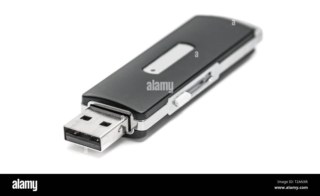 USB memory stick black colored isolated on white background Stock Photo