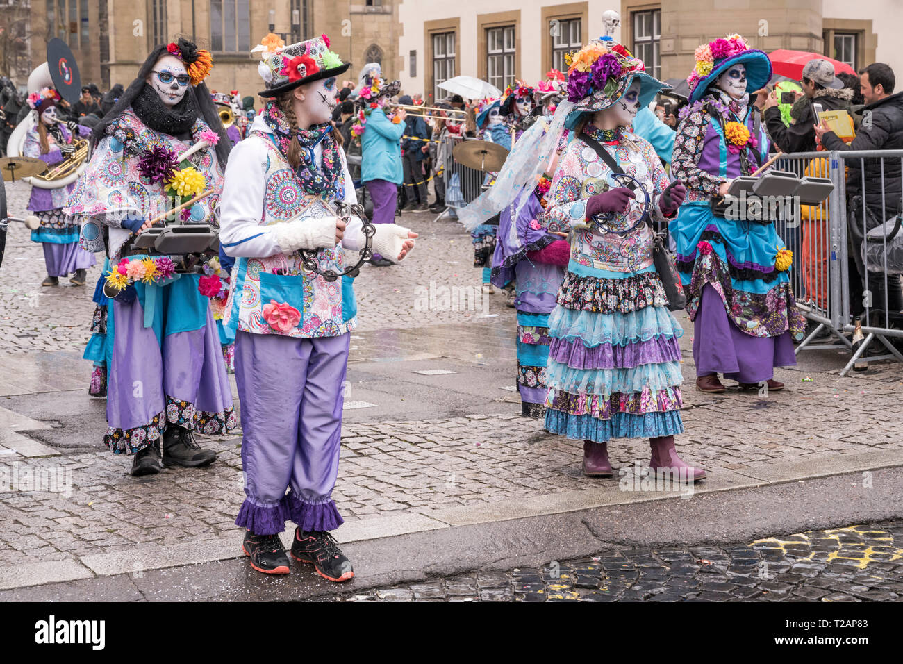 STUTTGART, GERMANY MARCH 5 marching band with players dressed up as