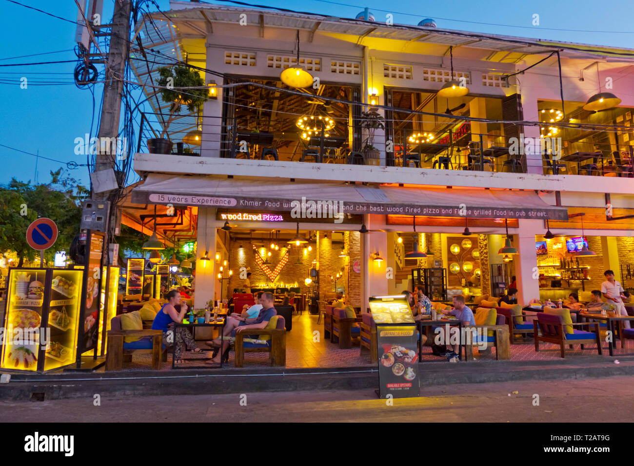 Restaurant, Pub Street, old town, Siem Reap, Cambodia, Asia Stock Photo