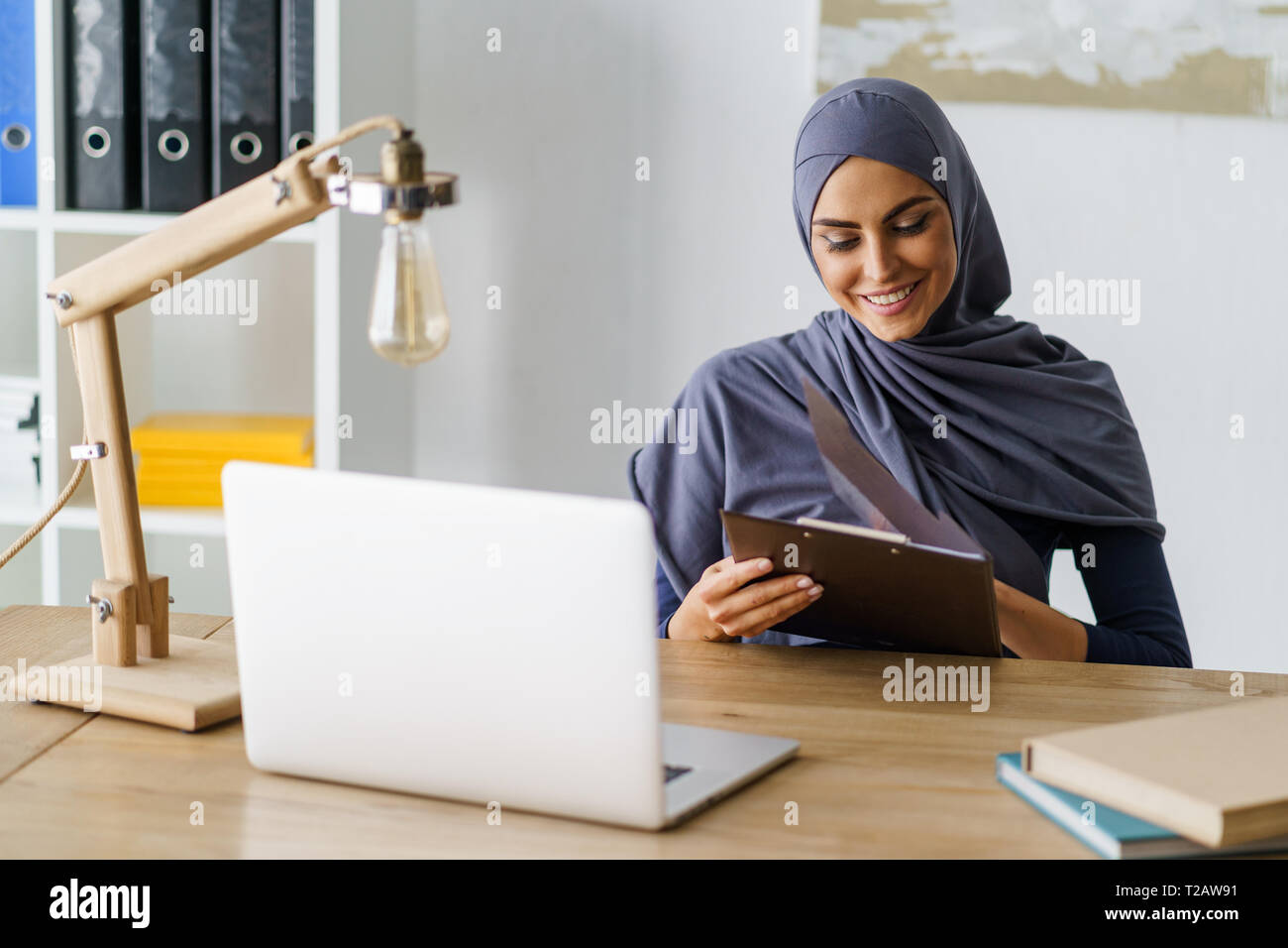 Cheerful Arabian lady Stock Photo