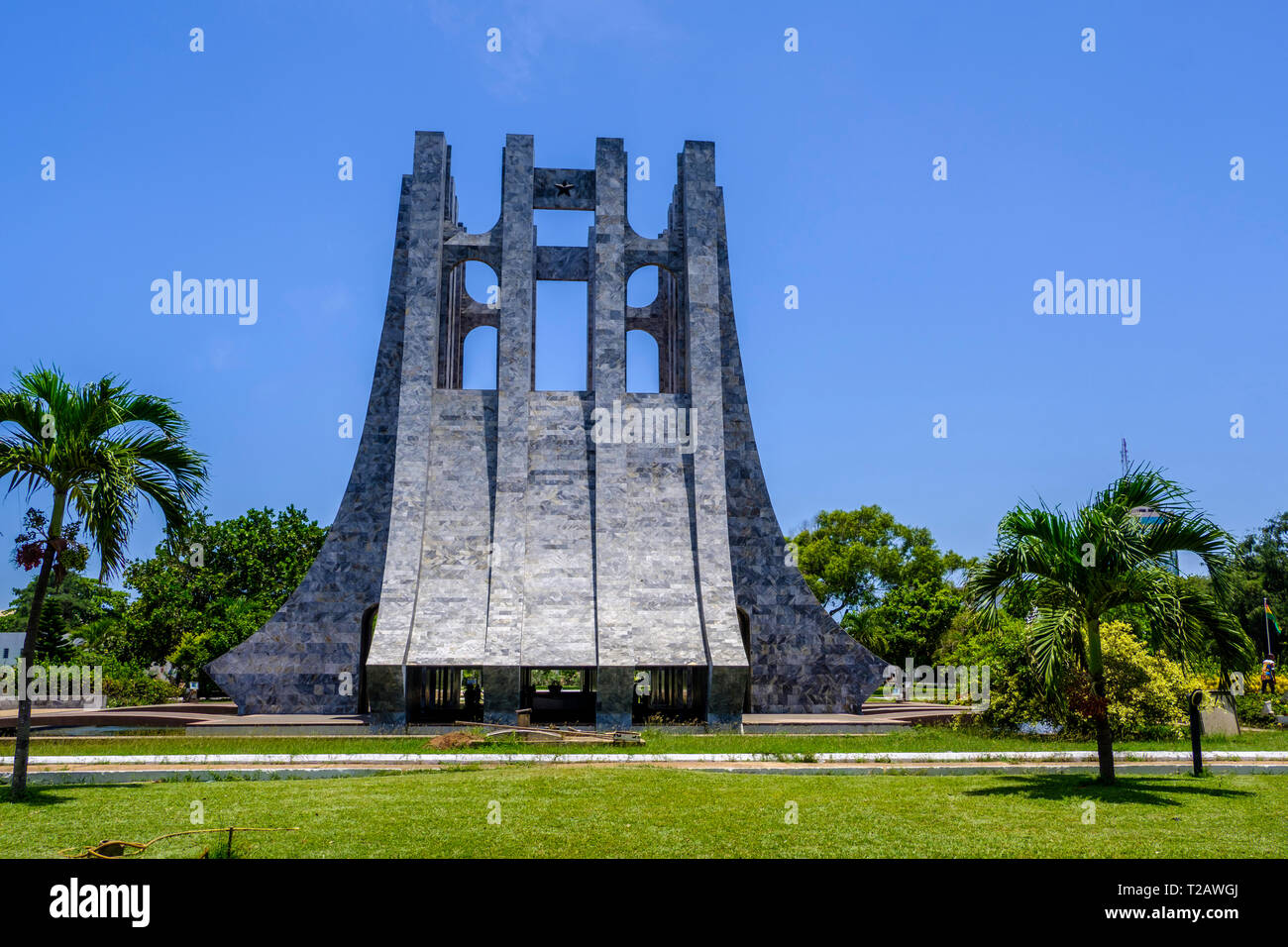ACCRA,GHANA APRIL 11 2018 Stunning marble Mausoleum of Kwame Nkrumah, founding father and