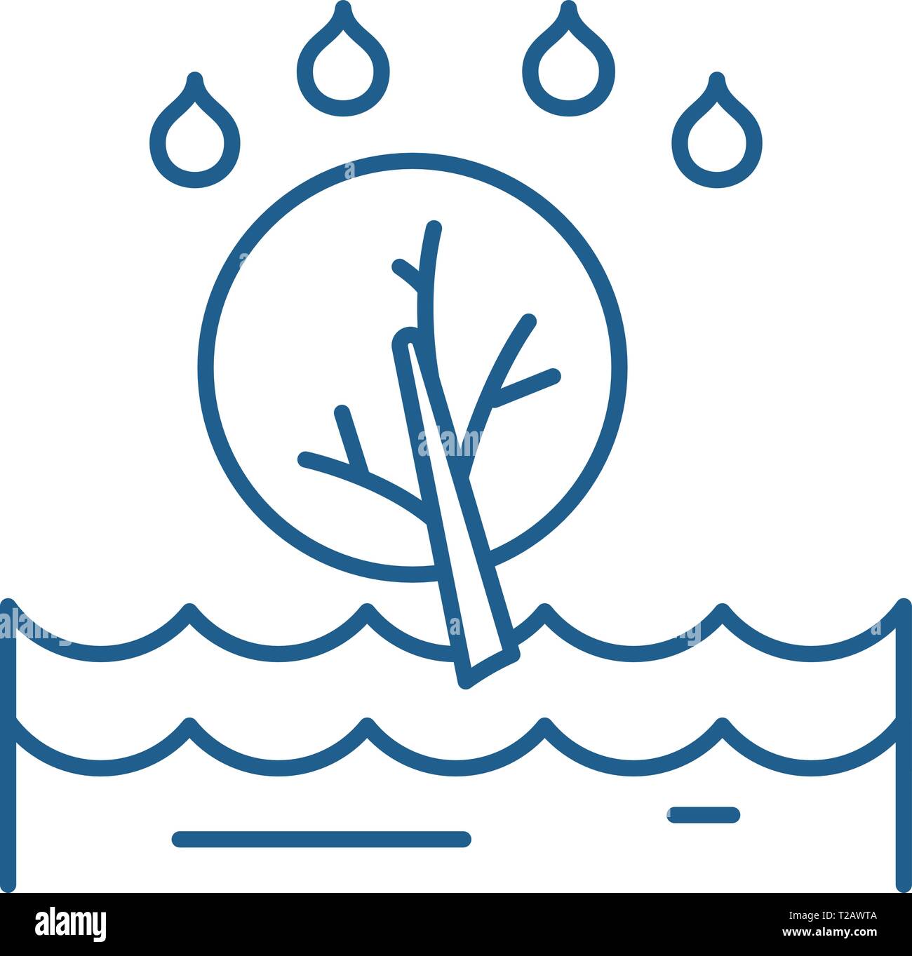 Flood line icon concept. Flood flat vector symbol, sign, outline ...