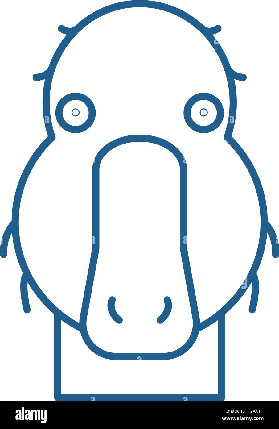 Funny duck line icon concept. Funny duck flat vector symbol, sign