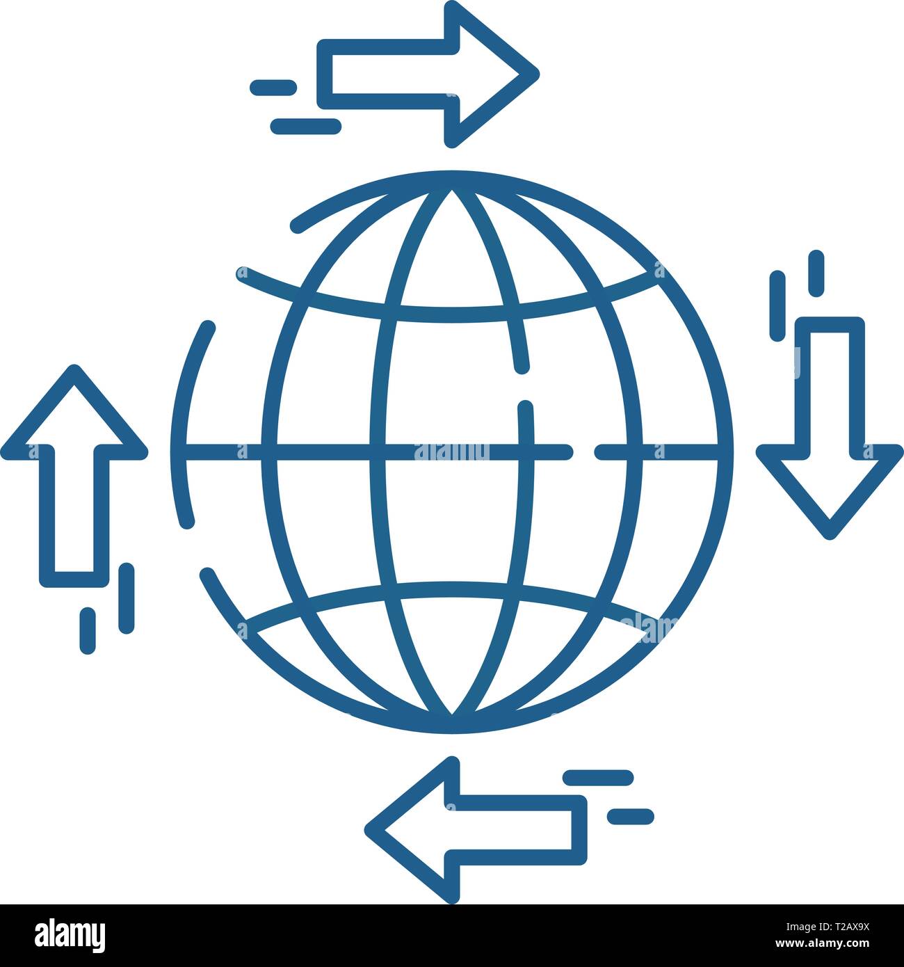 Global distribution line icon concept. Global distribution flat vector
