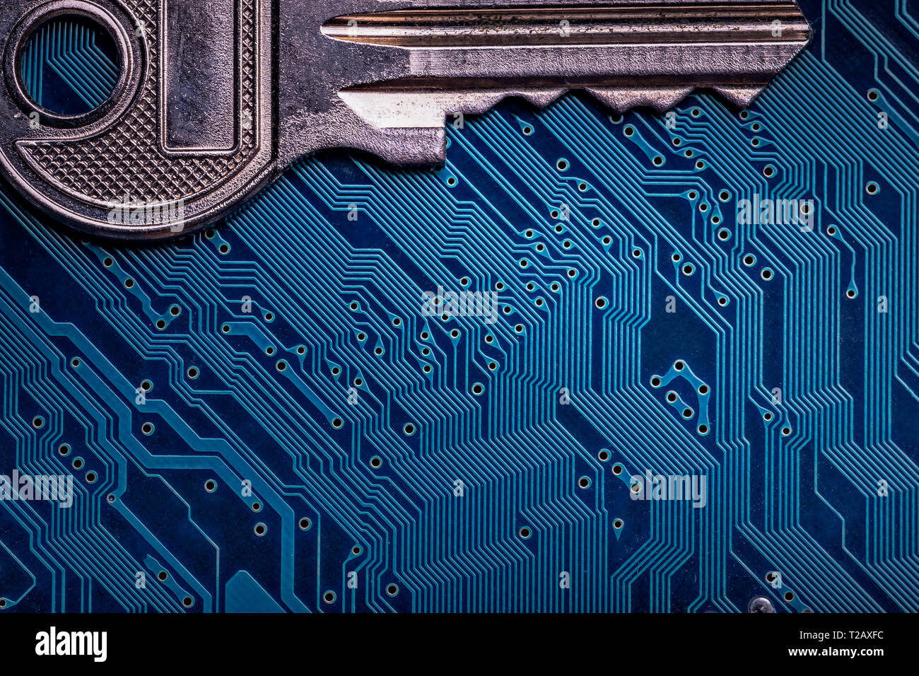 Background image of key on a microchip Stock Photo