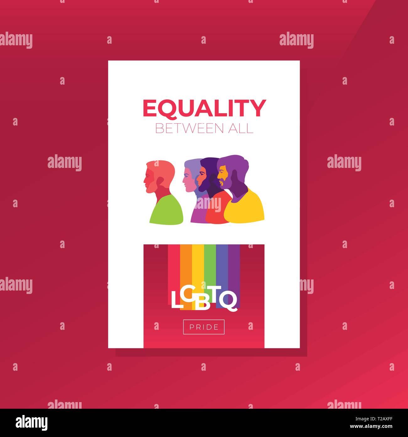 LGBT pride concept. Support for LGBTQ Couples. Silhouette people, rainbow abstract. Equality between all. Love. Vector. Template for poster, banner, c Stock Vector