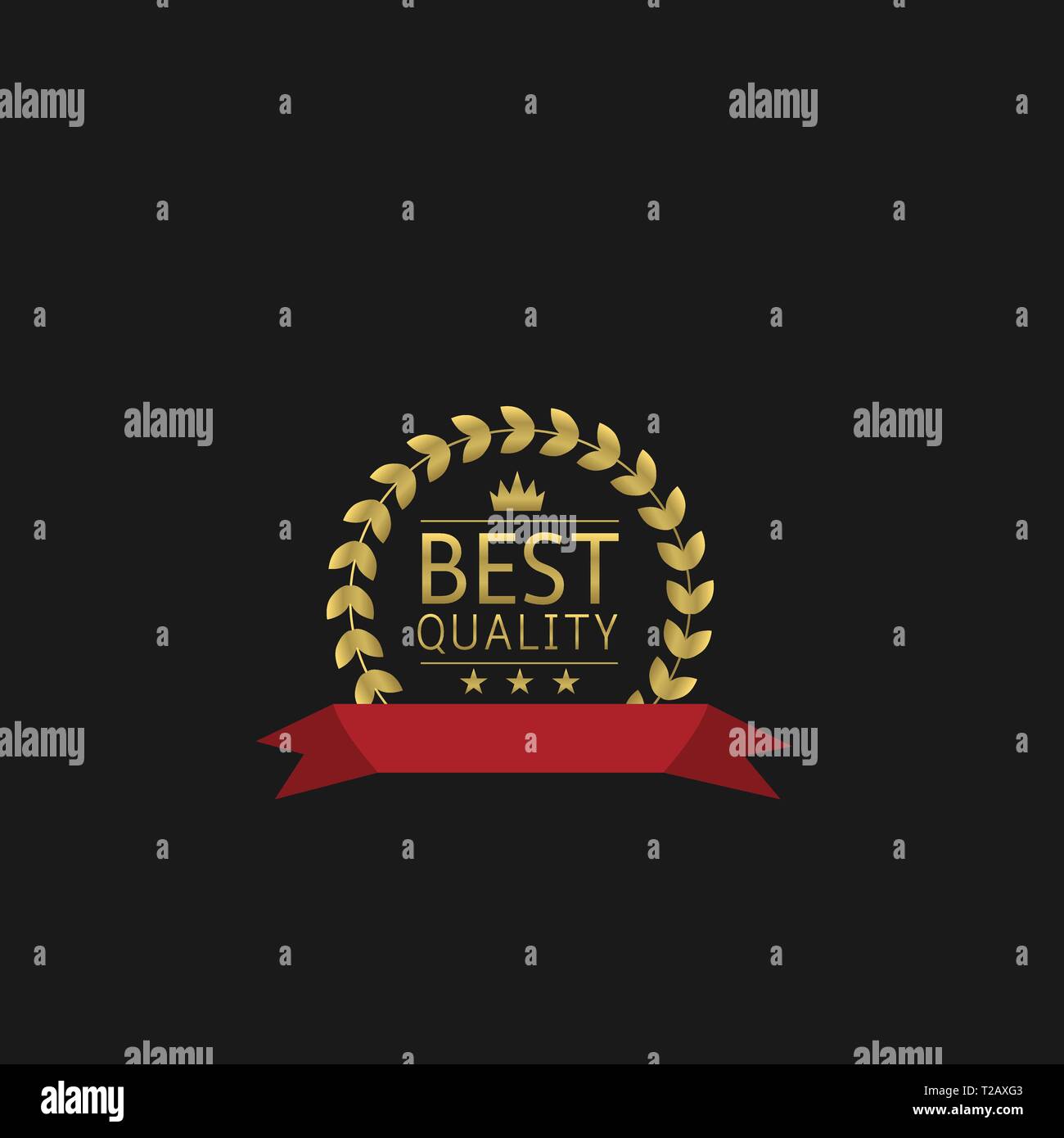 Best quality icon. Golden Laurel wreath label badge isolated, Vector