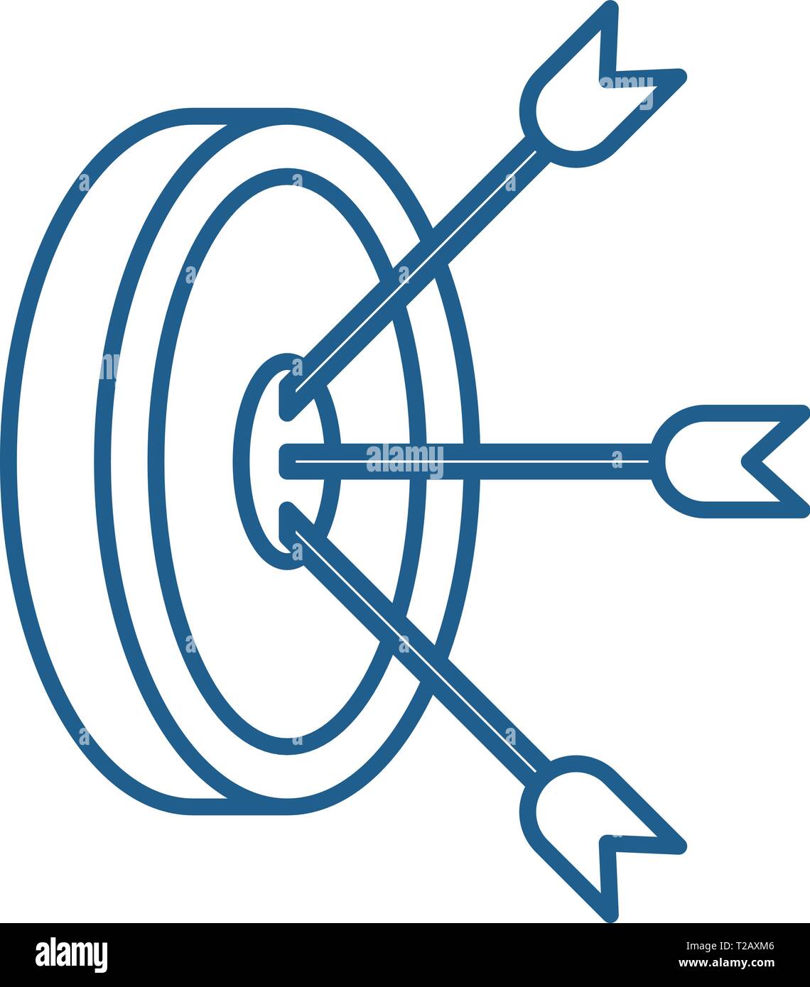 Hit the mark line icon concept. Hit the mark flat vector symbol, sign