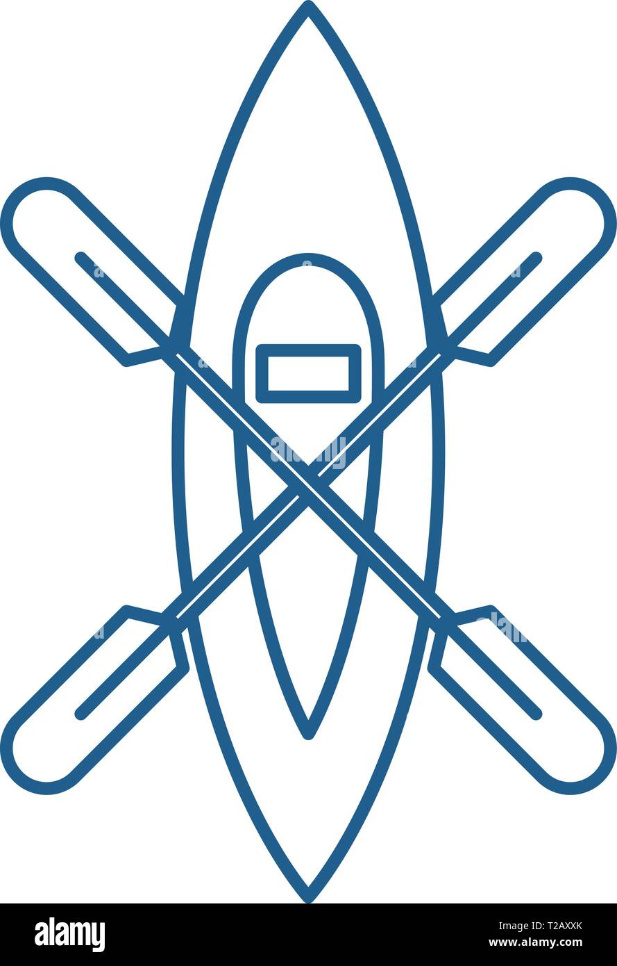 Kayaking boat line icon concept. Kayaking boat flat vector symbol, sign ...