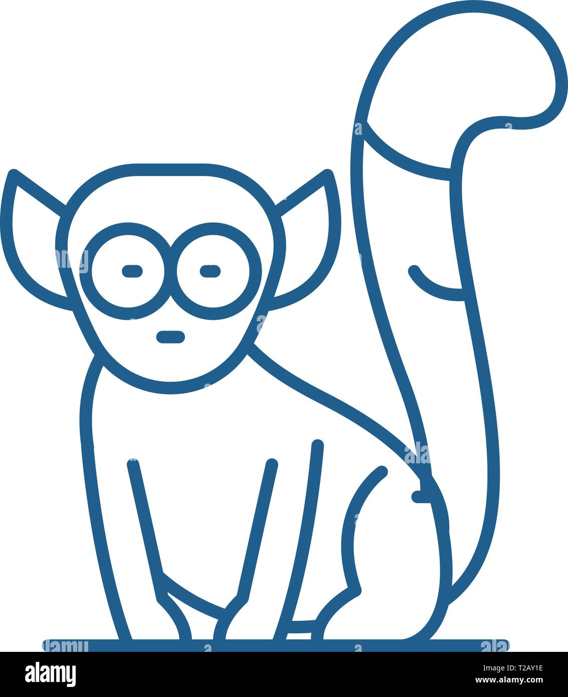 Lemur line icon concept. Lemur flat  vector symbol, sign, outline illustration. Stock Vector