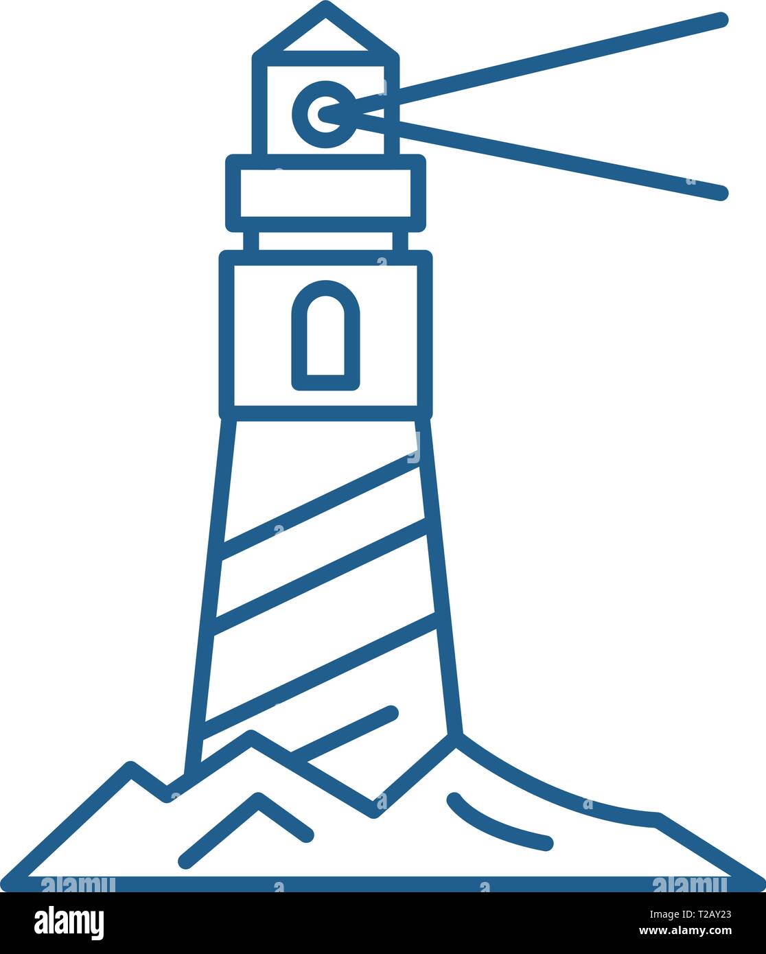 Lighthouse on the shore line icon concept. Lighthouse on the shore flat ...