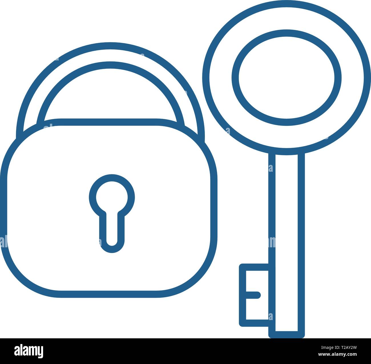 Lock with key line icon concept. Lock with key flat vector symbol, sign