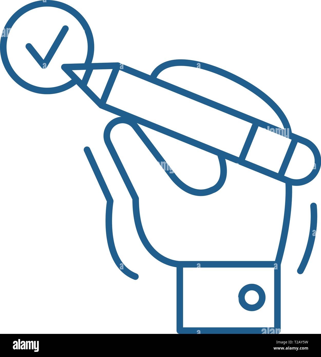 Mark done line icon concept. Mark done flat vector symbol, sign ...