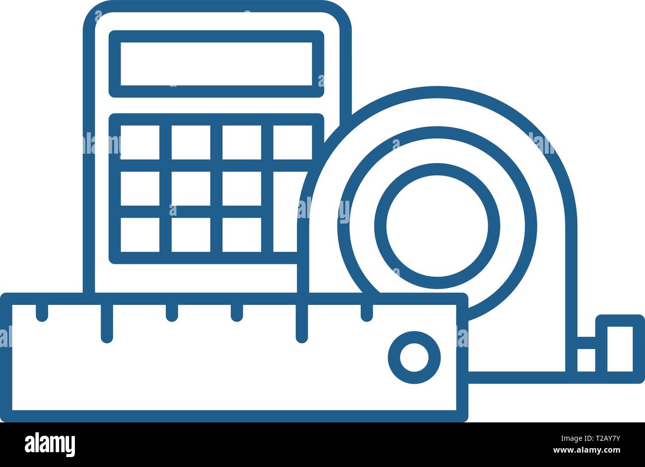 Measurement and calculations line icon concept. Measurement and ...
