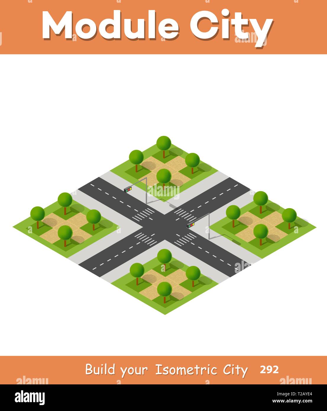 Isometric 3D set park with trees of a three-dimensional city Stock ...