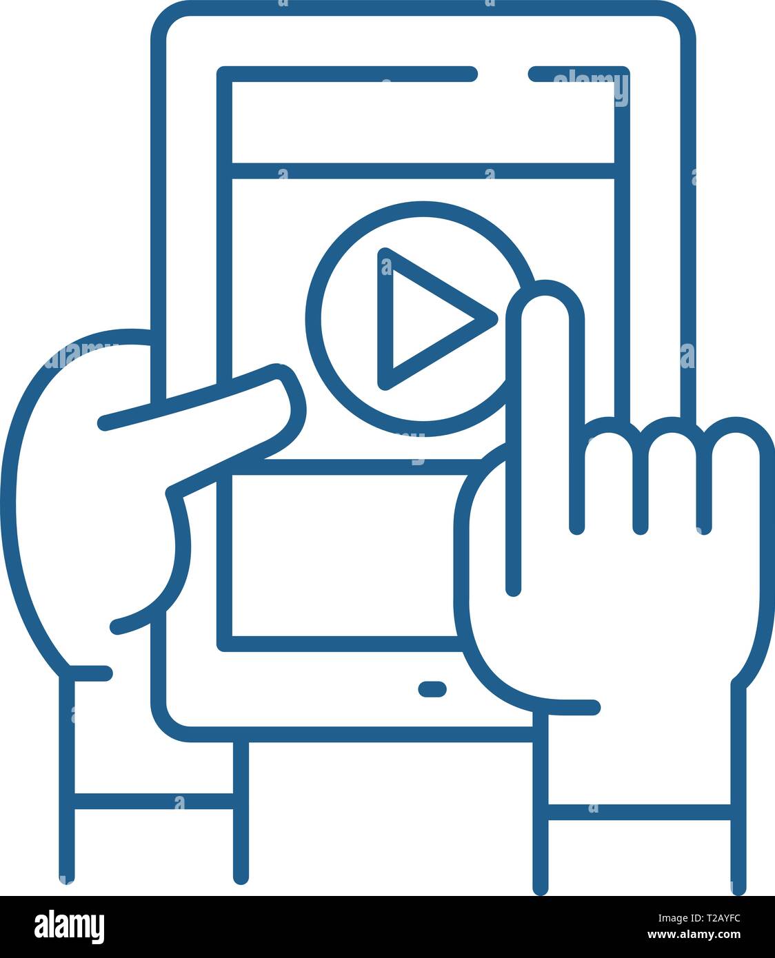 Mobile learning line icon concept. Mobile learning flat vector symbol ...