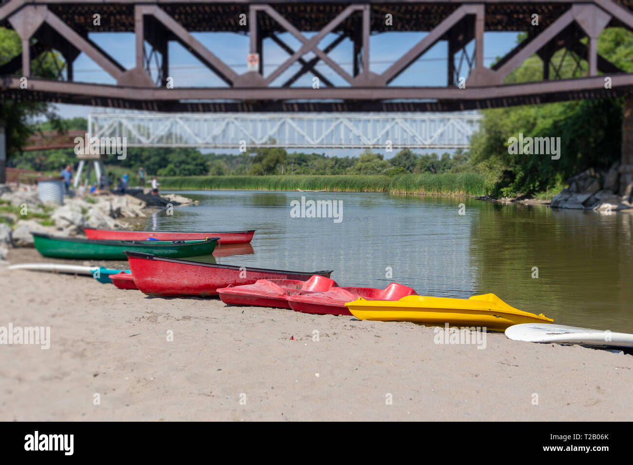 Fishing and kayaking on Rouge River, Toronto, Canada Stock Photo Alamy