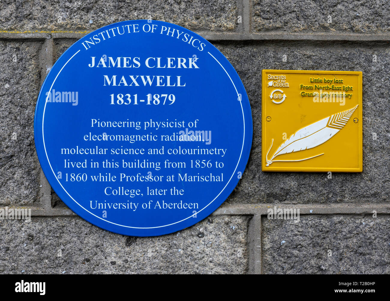 Heritage blue plaque for James Clerk Maxwell, Aberdeen, Aberdeenshire, Scotland, UK Stock Photo