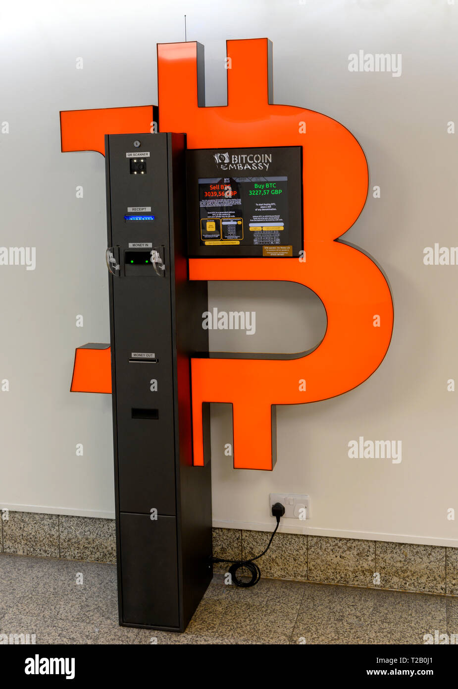 Bitcoin ATM machine. Stock Photo