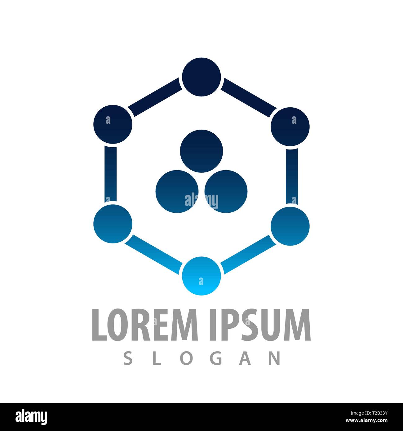 Circular point on hexagon line concept design. Symbol graphic template element Stock Vector