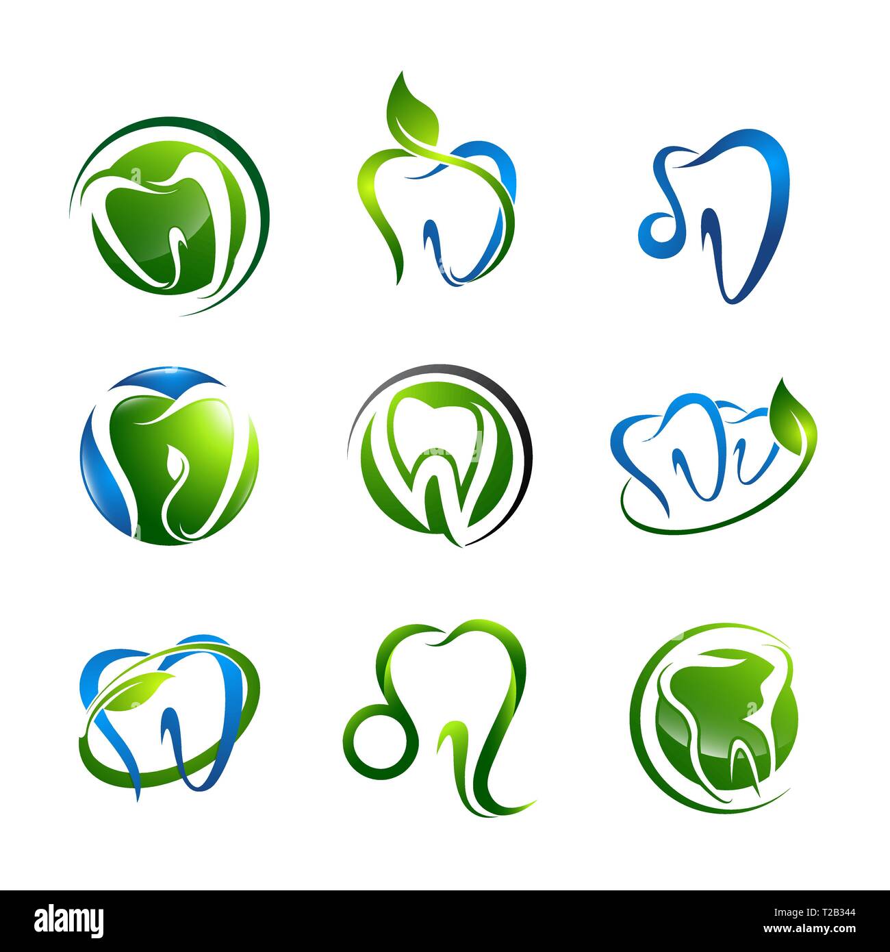 Tooth logo set Dental medical healthcare concept design. Symbol graphic