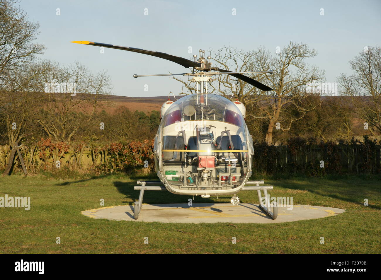 Bell 47 vintage helicopter Stock Photo