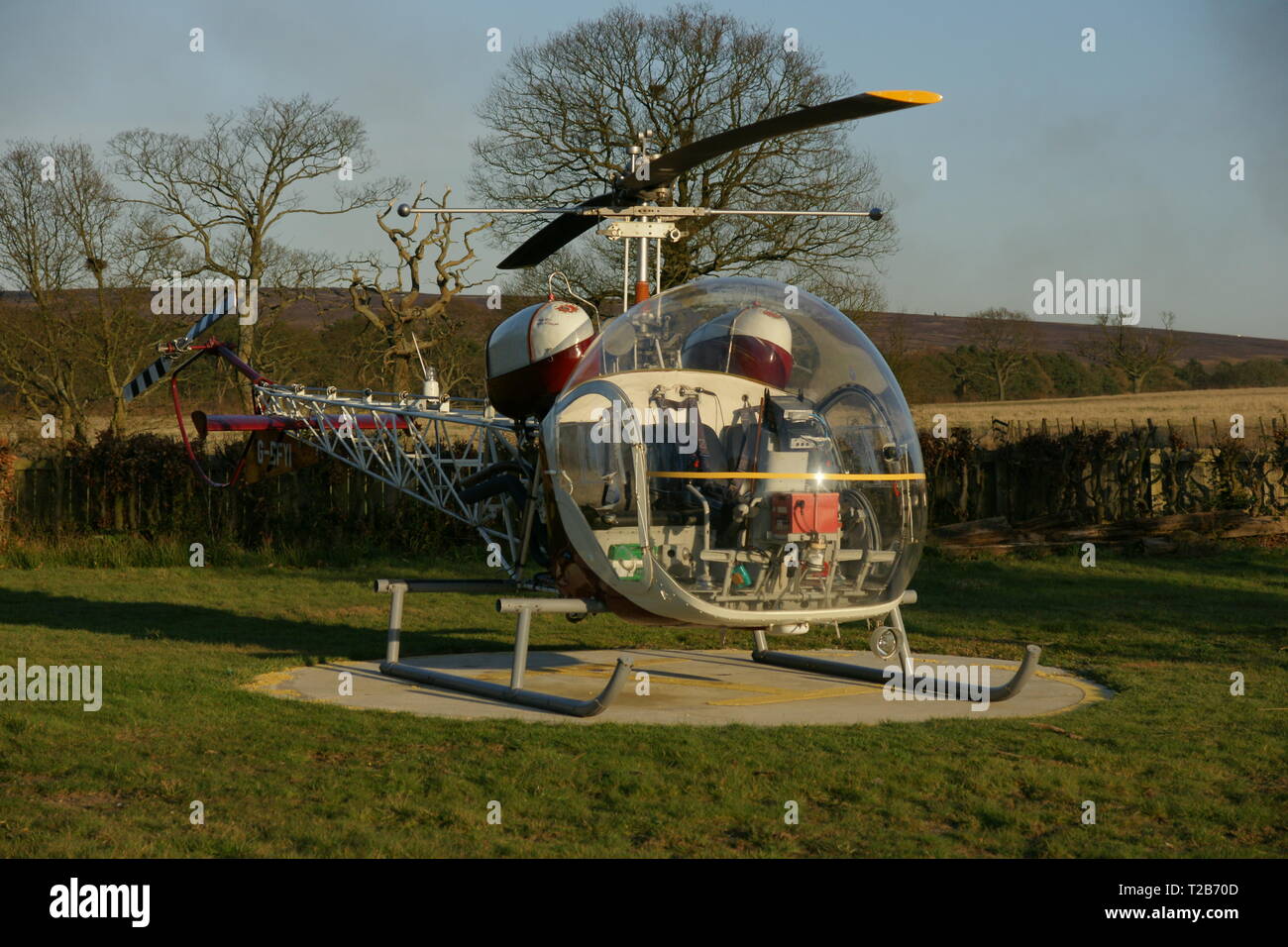 Bell 47G-4A vintage helicopter Stock Photo