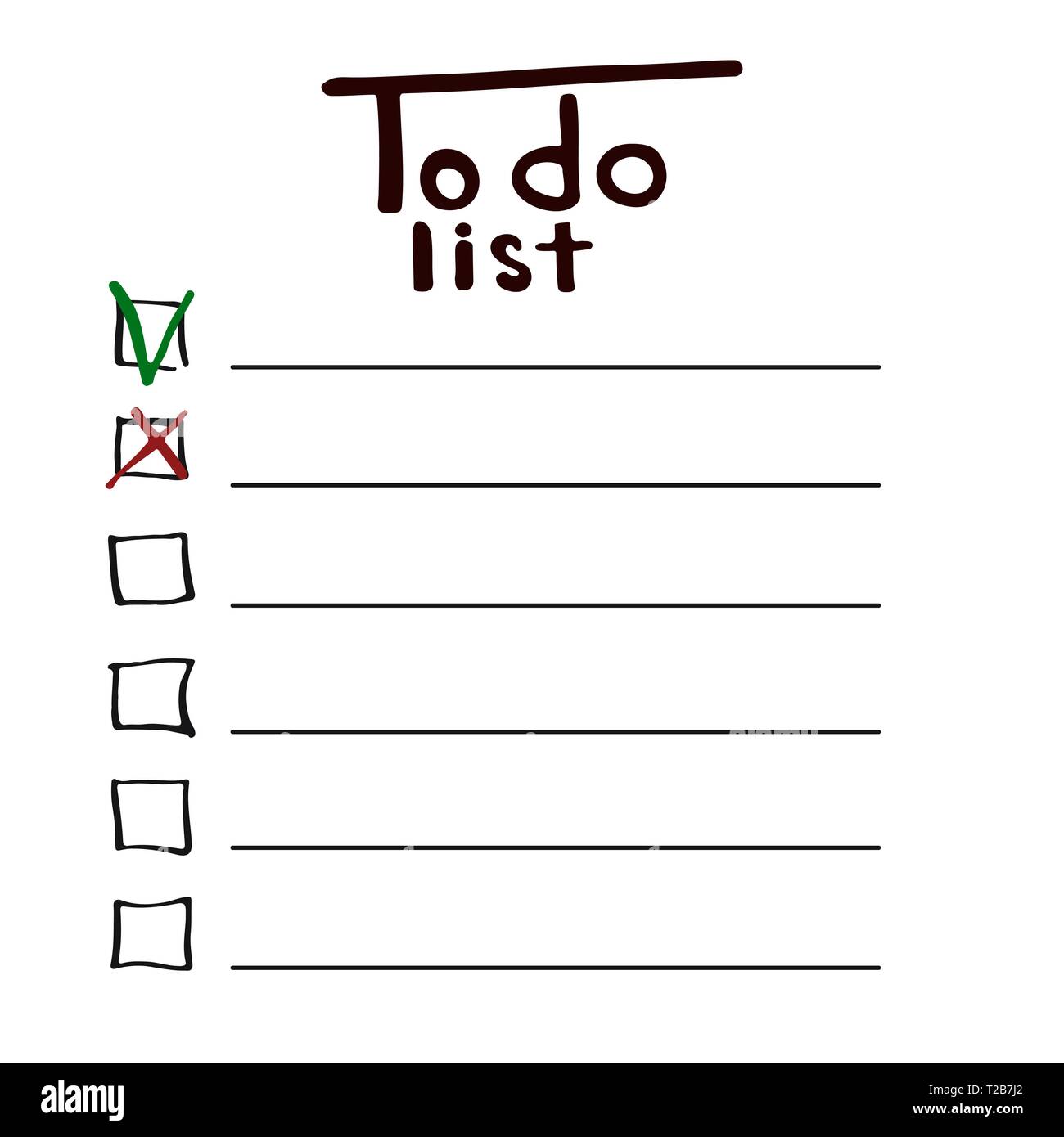 To do list. Doodle design. Vector illustration. Empty planner. Stock Vector