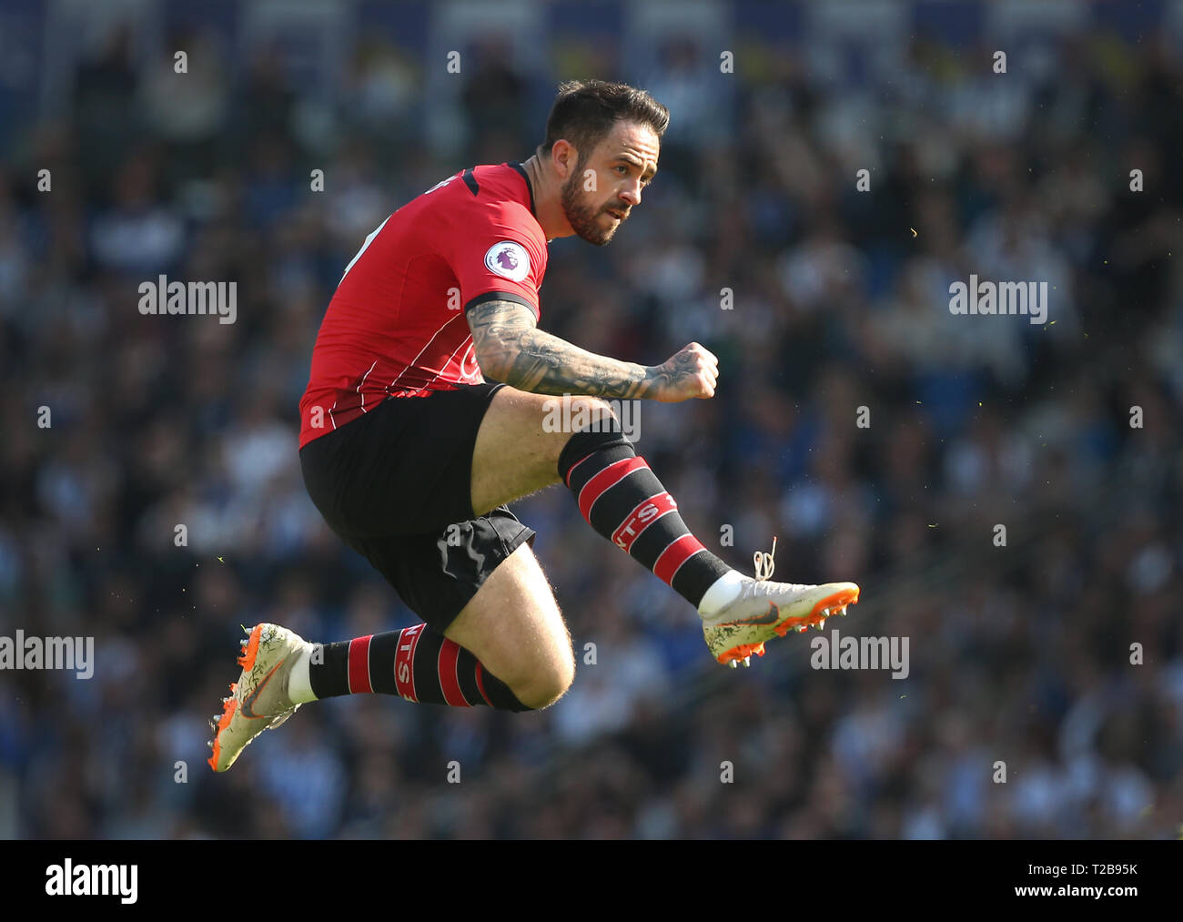 Southampton's Danny Ings during the English Premier League match between Brighton Hove Albion and Southampton at the Amex Stadium in Brighton. 30 March  2019 Photo James Boardman / Telephoto Images EDITORIAL USE ONLY. No use with unauthorized audio, video, data, fixture lists, club/league logos or 'live' services. Online in-match use limited to 120 images, no video emulation. No use in betting, games or single club/league/player publications. Stock Photo