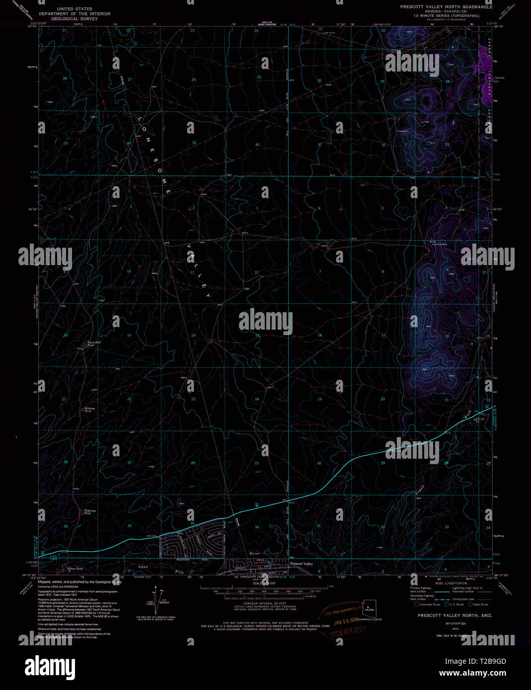 USGS TOPO Map Arizona AZ Prescott Valley North 312989 1973 24000 ...