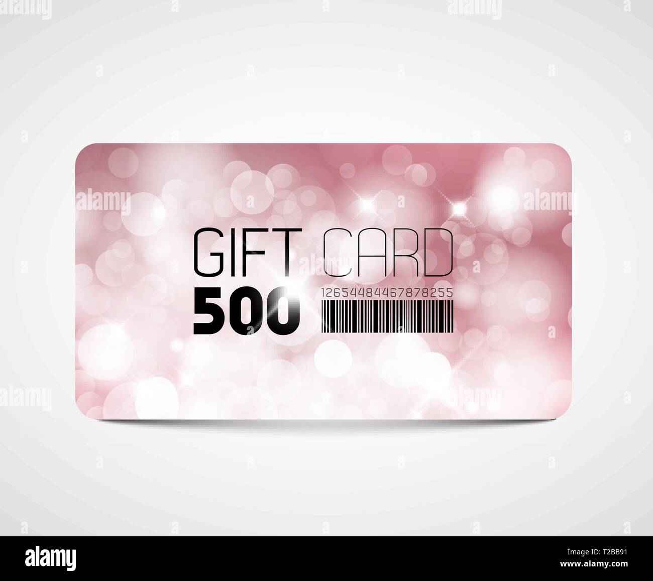 Modern pink gift card template with blue flares and lights Stock