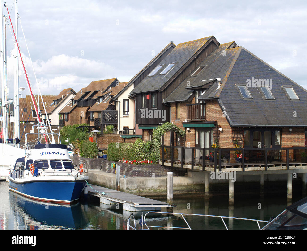 Marina housing at Hythe Marina Village, Southampton, Hampshire, United