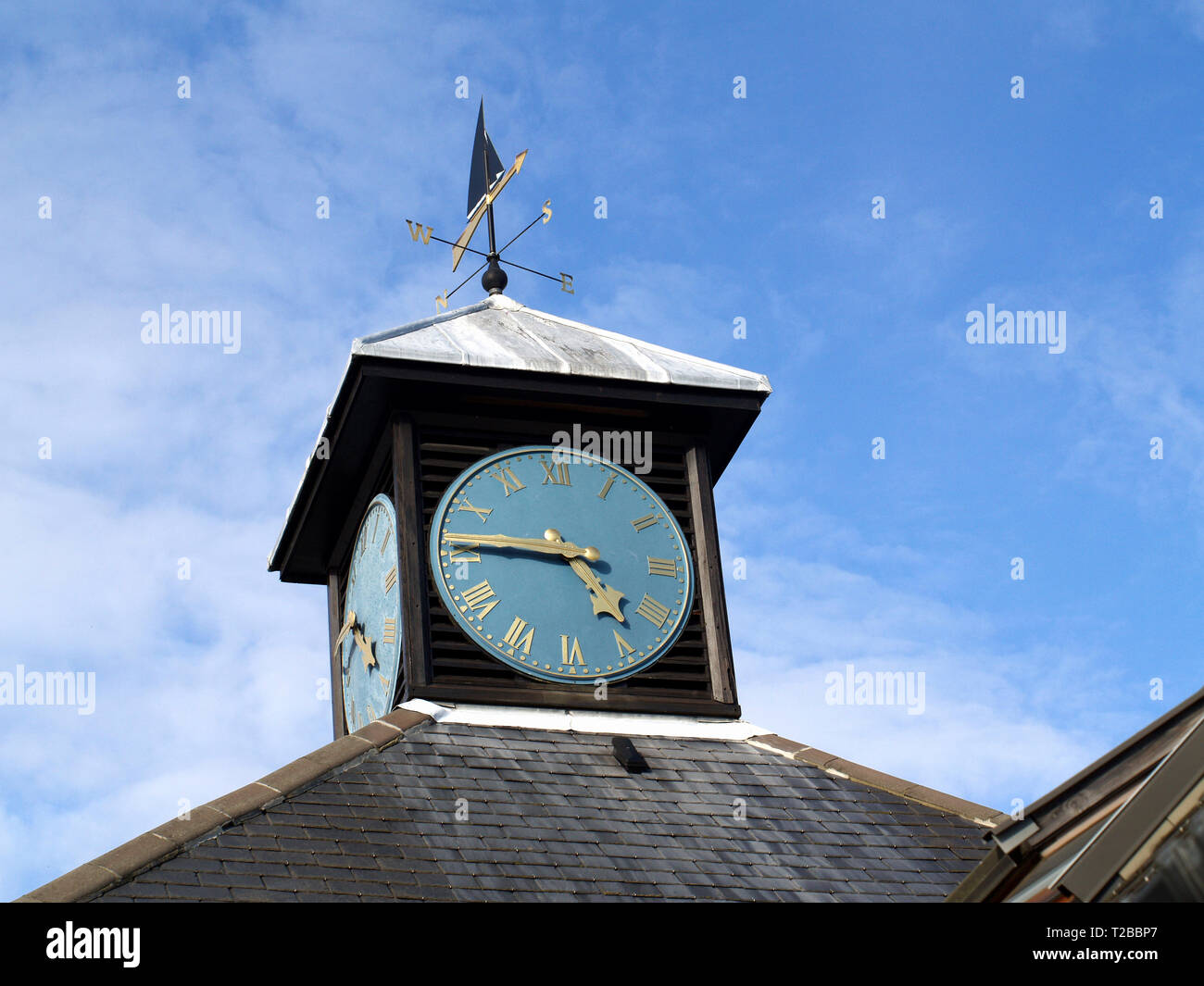 Clock tower at marina development at Hythe Marina Village, Southampton