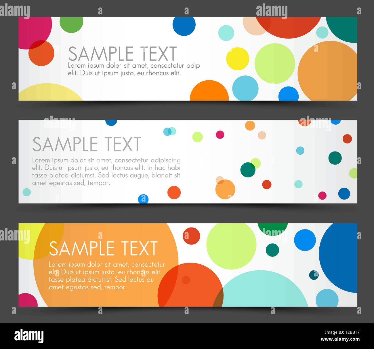 Simple colorful horizontal banners - with circles Stock Vector