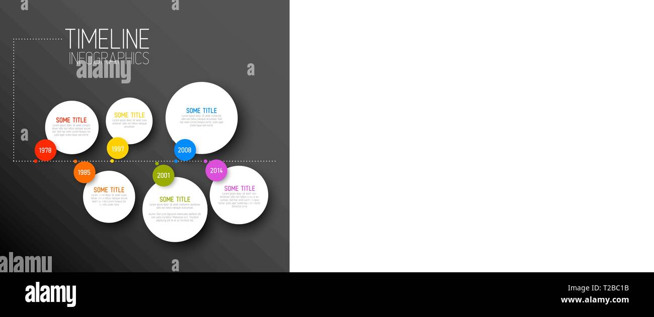 Vector dark horizontal Infographic timeline report template with icons ...
