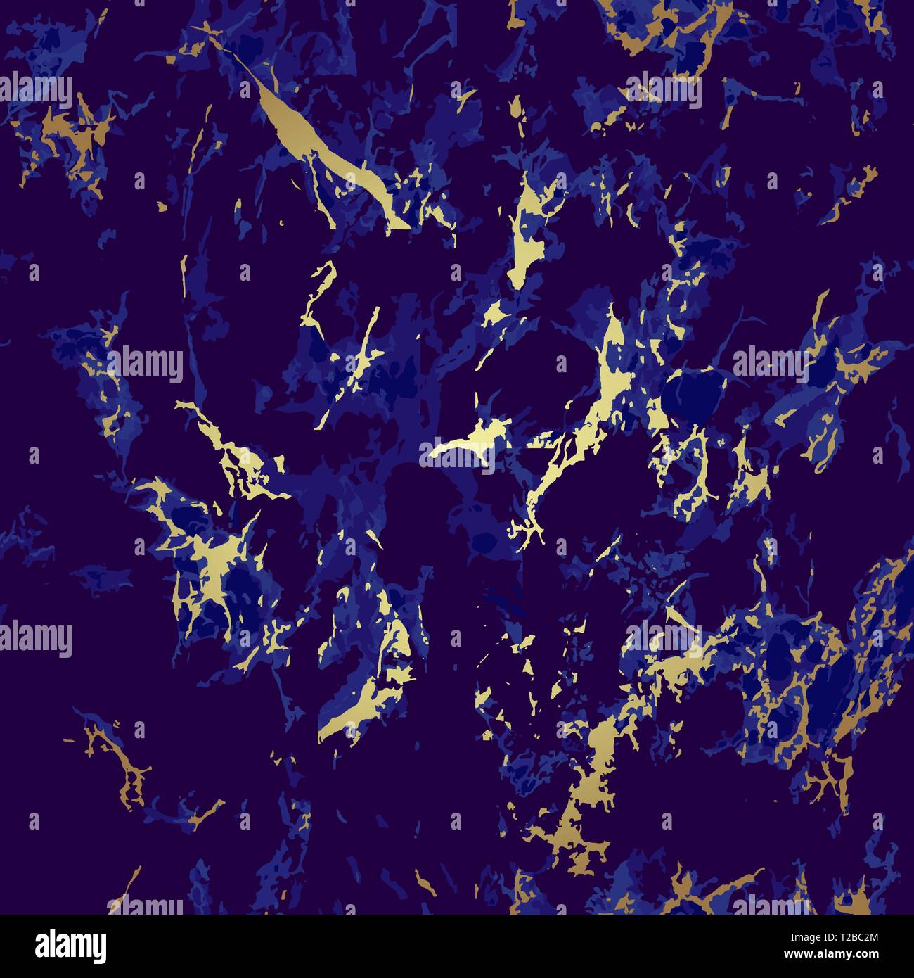 Blue and gold marble seamless texture. Pattern Stock Vector
