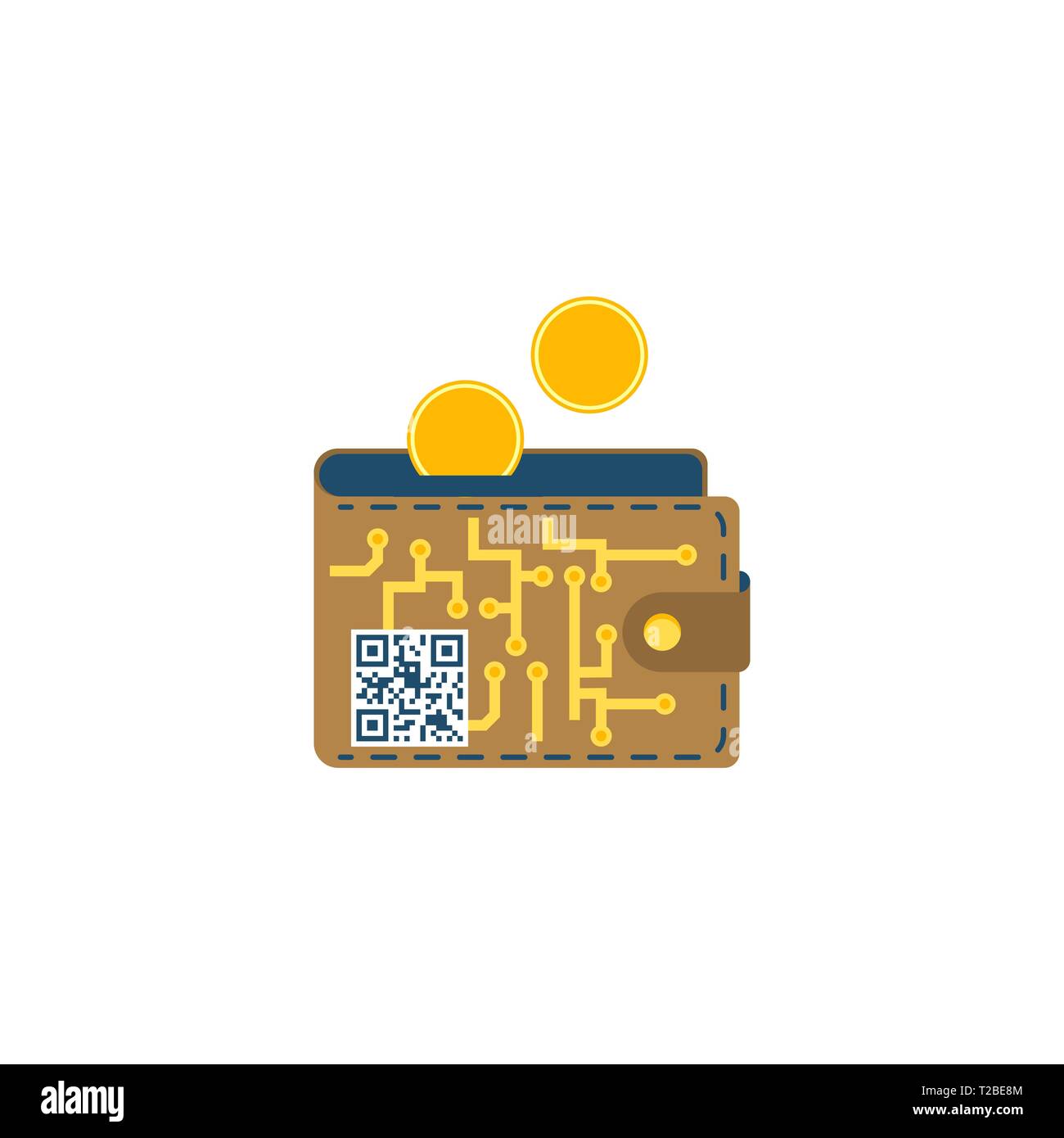 Digital Wallet. Digital Wallet Concept Vector Flat Icon Isolated on White Background. Stock Vector