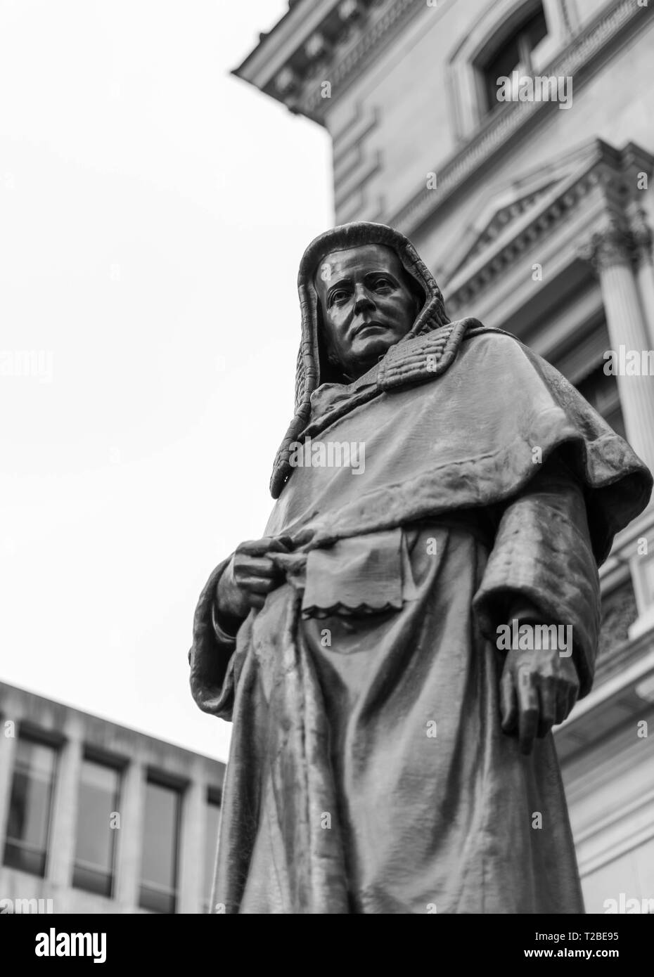 Statue of judge or Lawyer looking down with a nice background with negative space Stock Photo