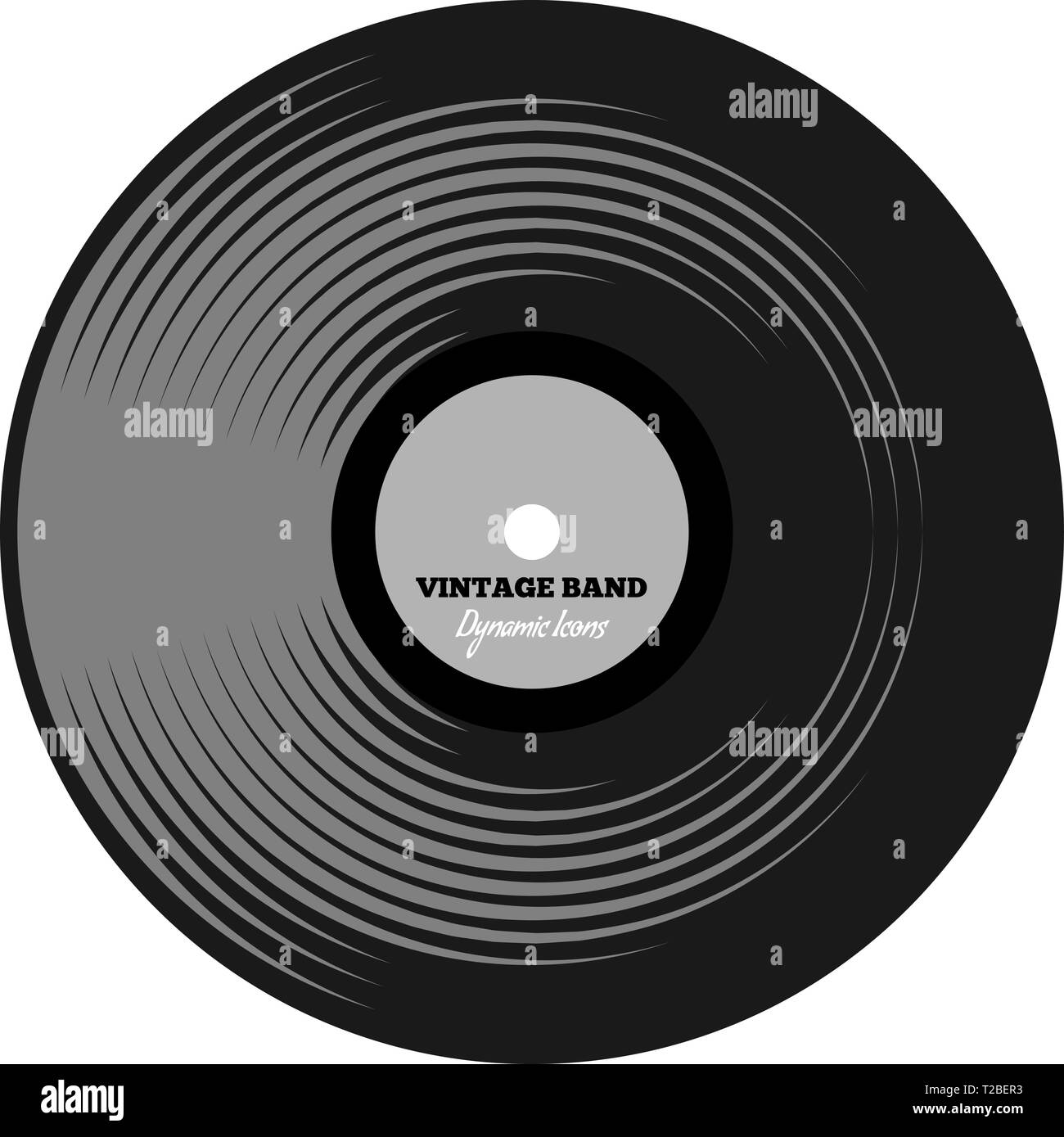 Vinyl long play record with cartoon or flat color style. Symbol or logo concept design. Vector illustration. Stock Vector