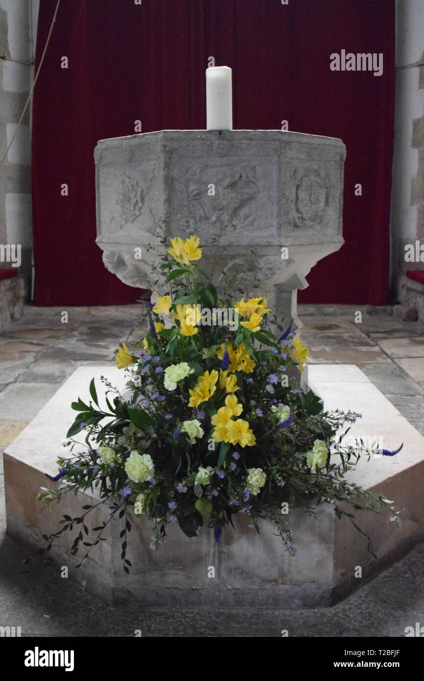 Flower Arrangement In Church Stock Photos Flower Arrangement In