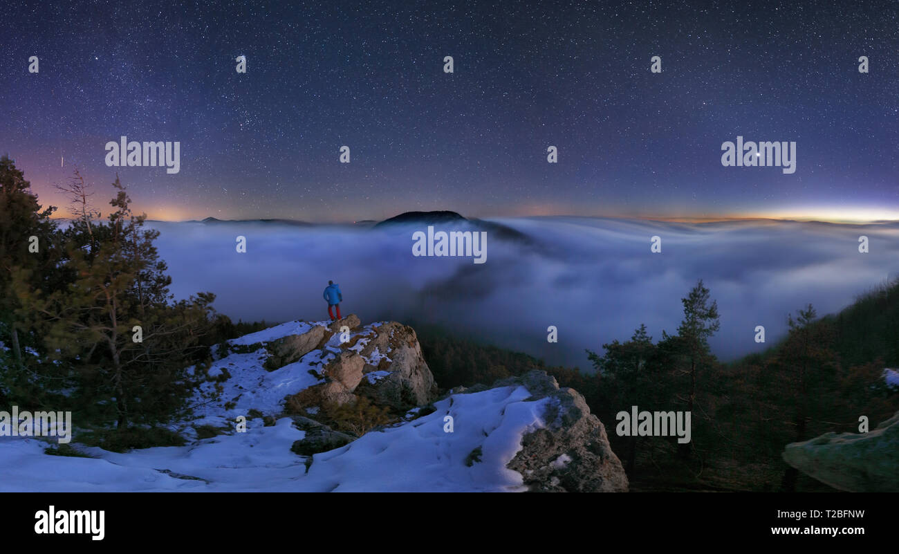 Mountain night landscape panorama Stock Photo