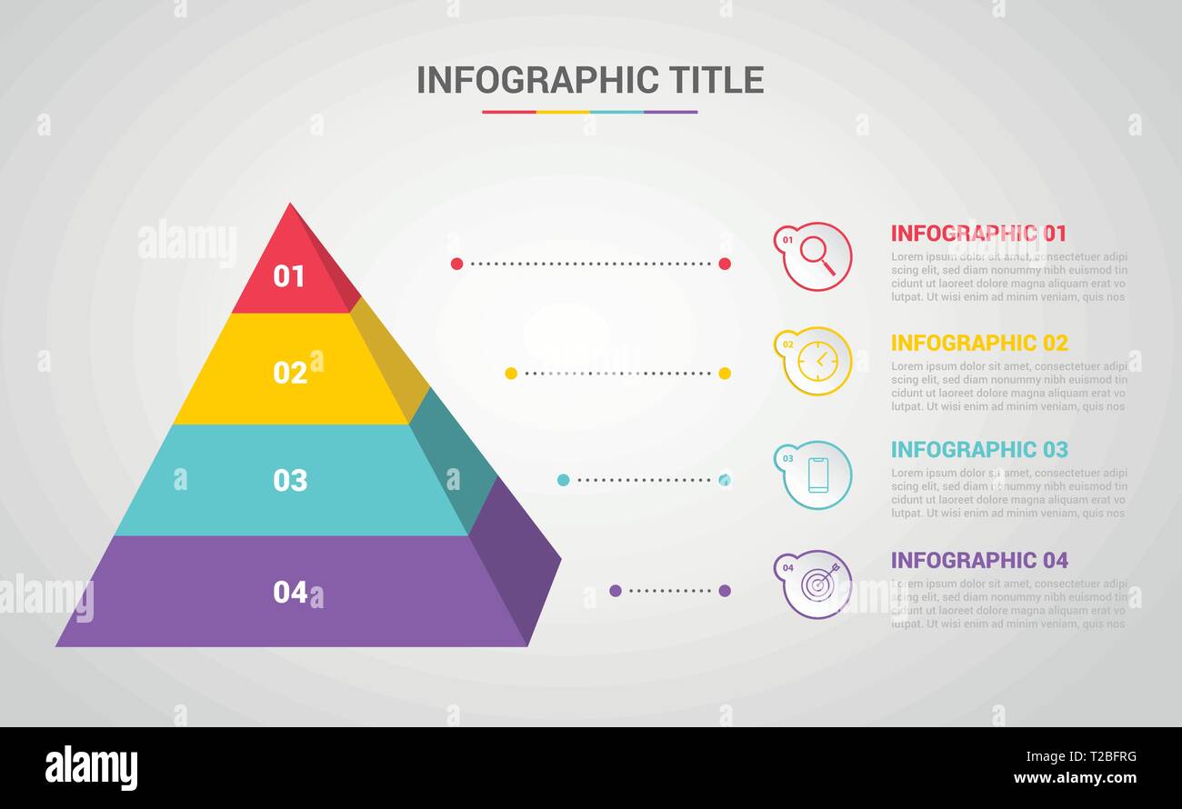 3D pyramid infographic template with 4 step or process for banners ...