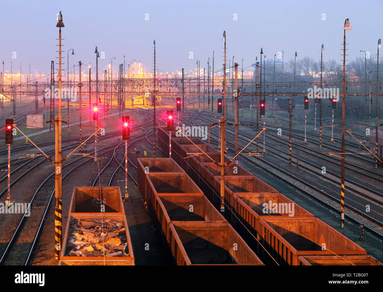 Cargo train platform with container Stock Photo - Alamy