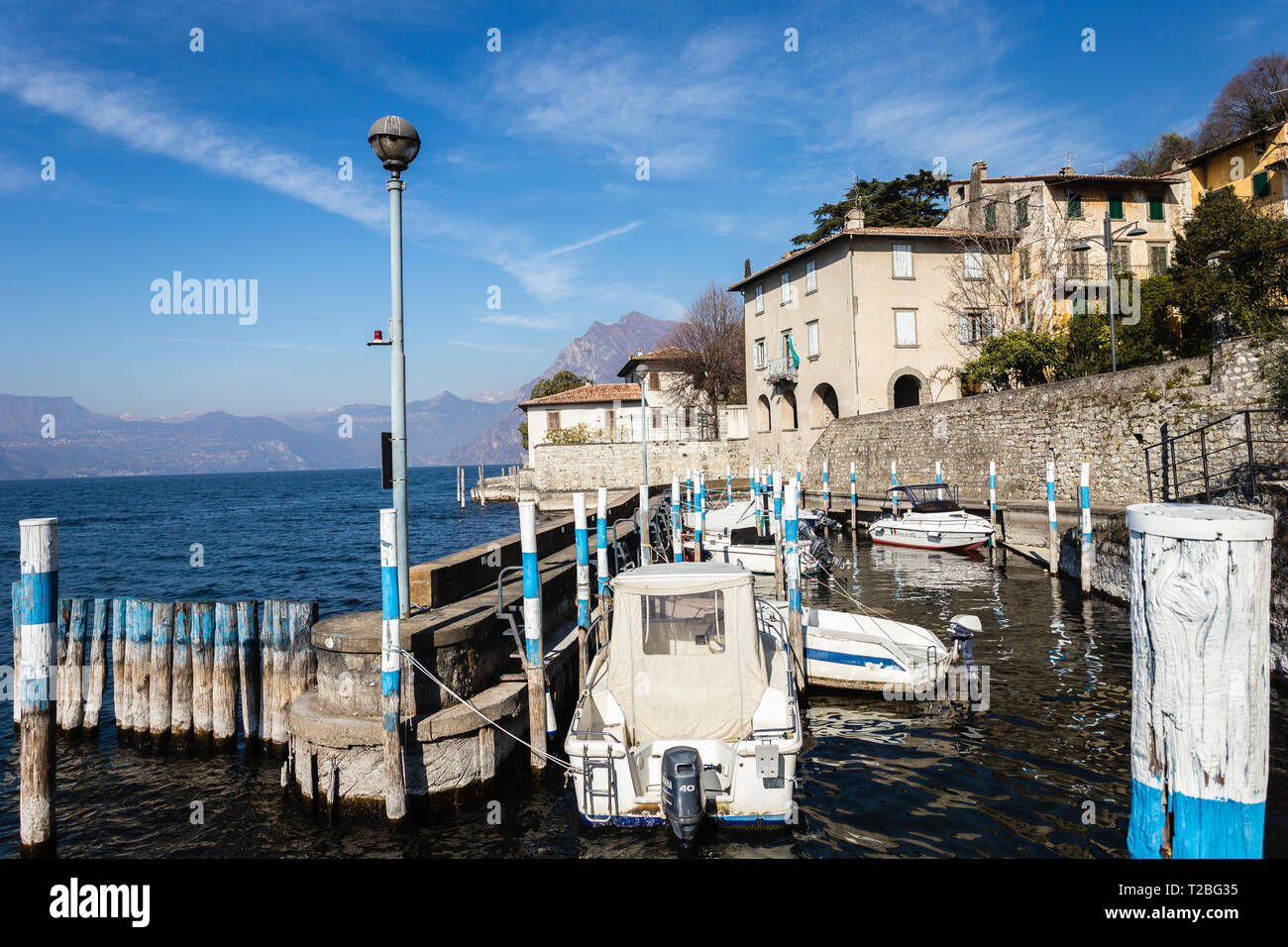 Porto di Siviano port, Monte Isola, Lake Iseo, Lombardy, Italy Stock Photo