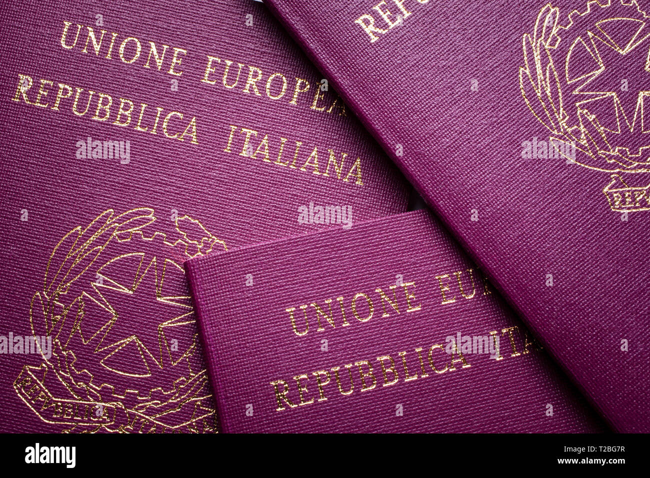 italian passports close up Stock Photo