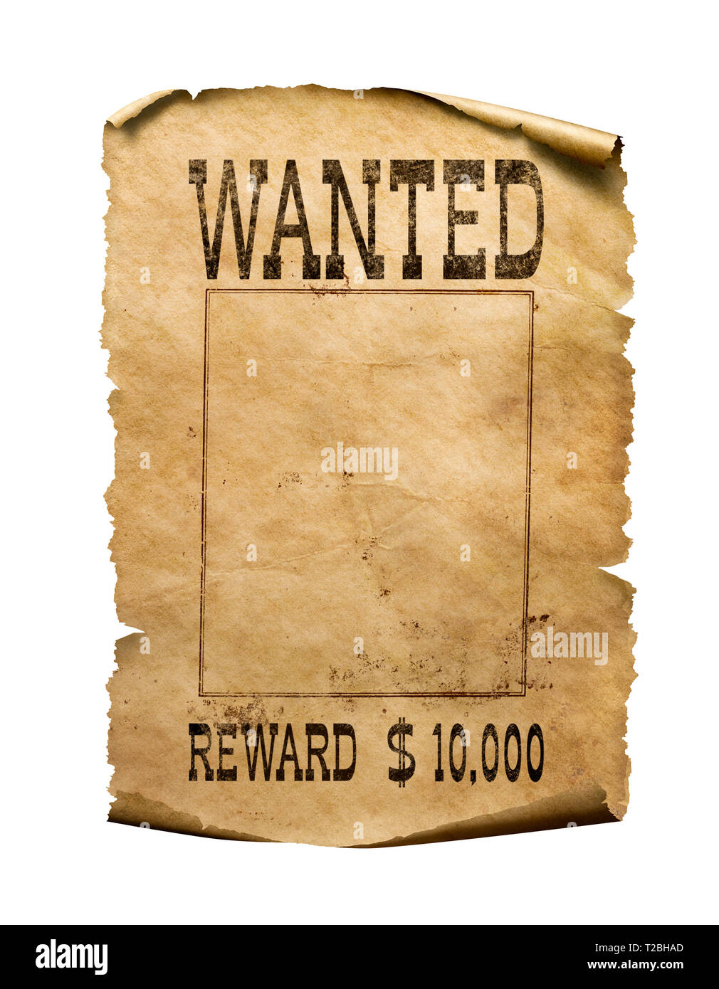 Wanted wild west poster on white background Stock Photo