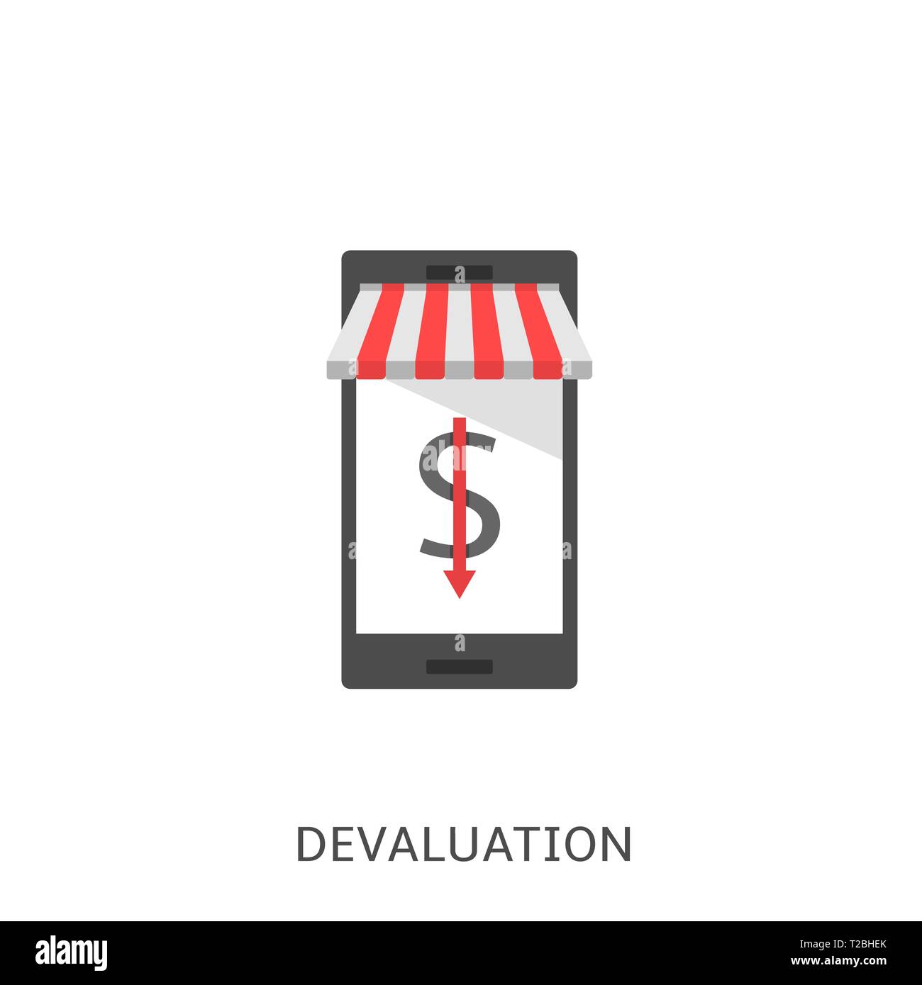 Devaluation. Dollar sign on the smartphone screen Vector illustration Stock Vector