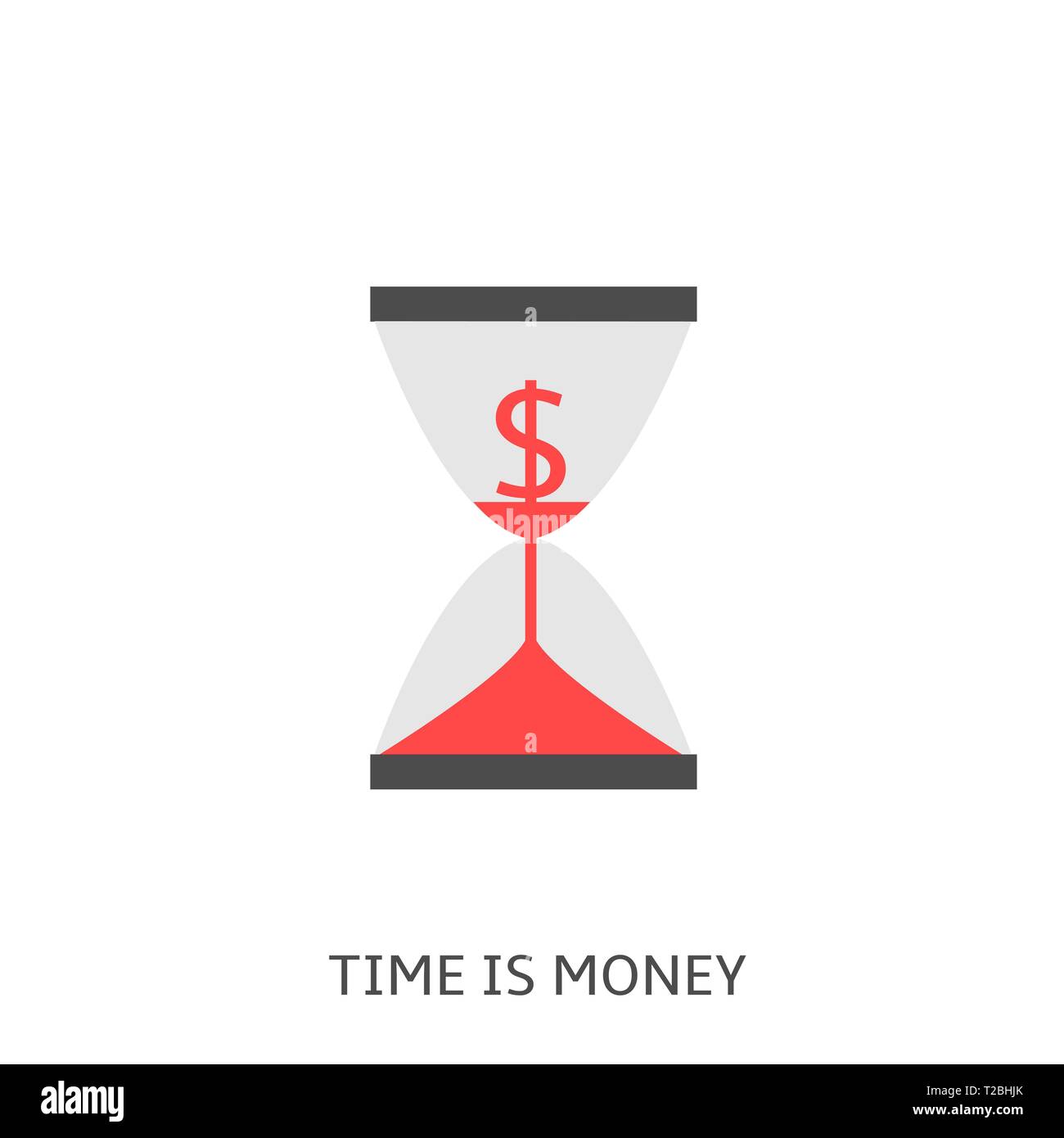 Time is money. Hourglass with dollar sign, sandglass isolated Vector illustration Stock Vector