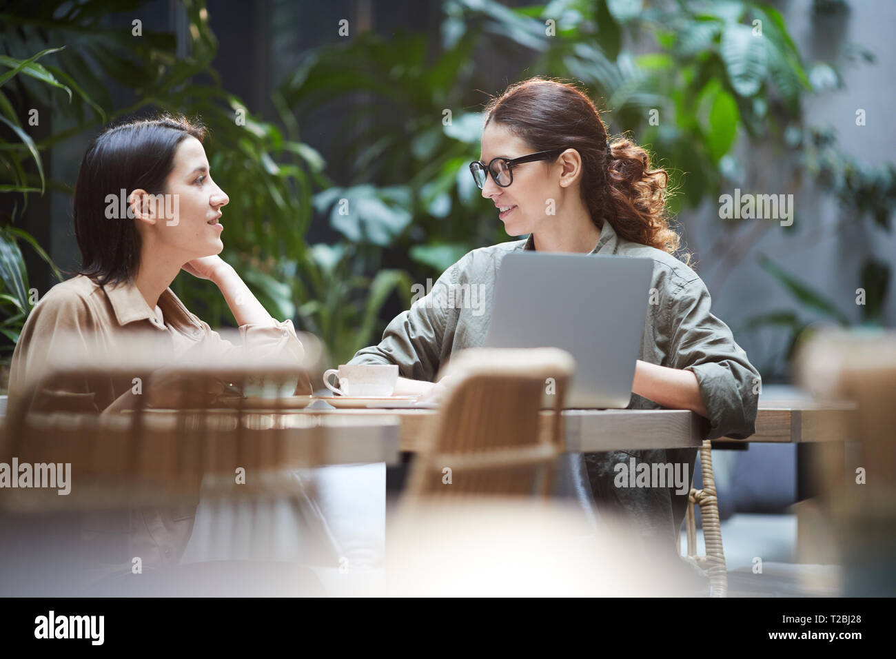 Confident ladies working on web design Stock Photo