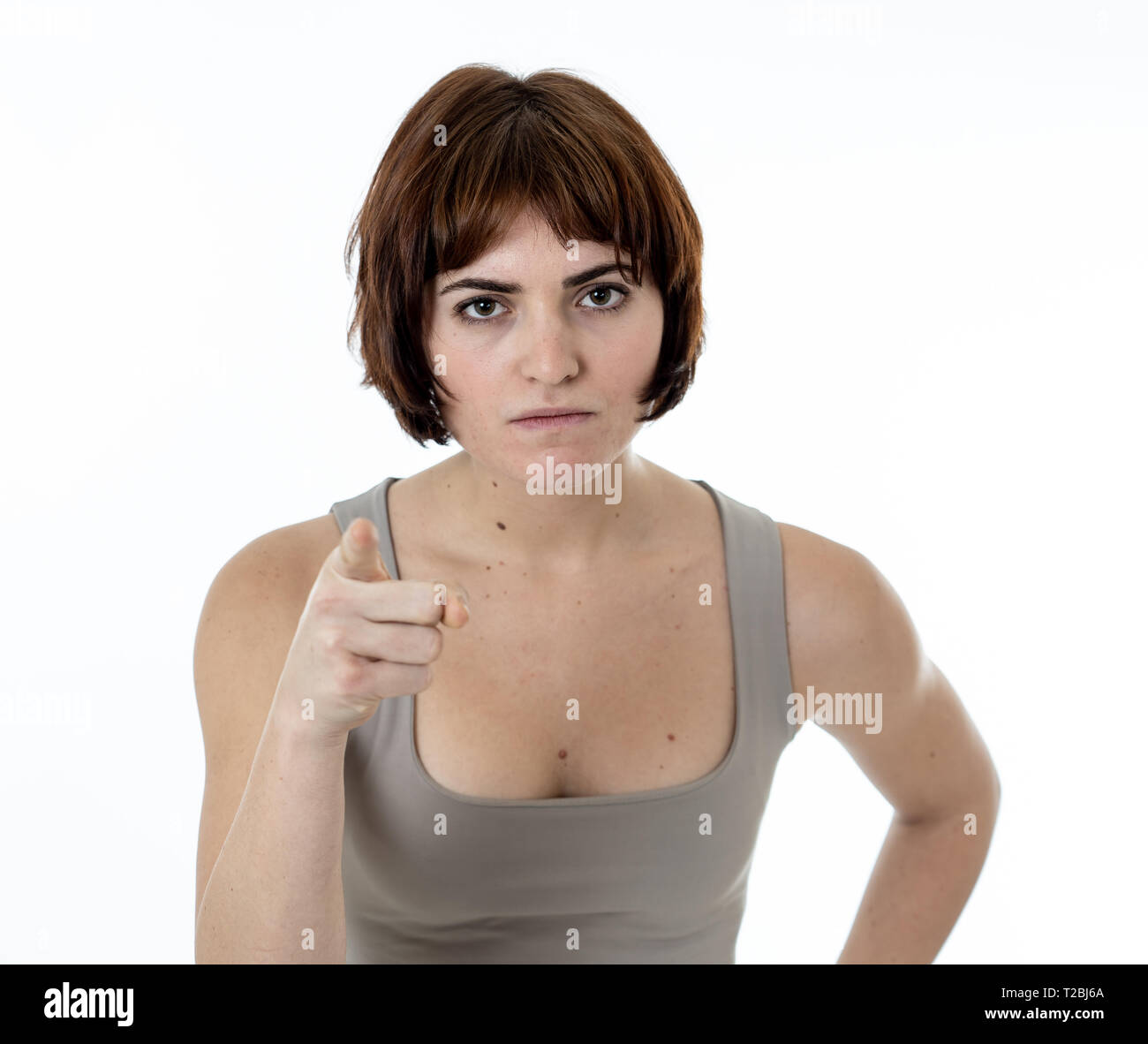 Angry woman gesturing pointing hi-res stock photography and images - Alamy